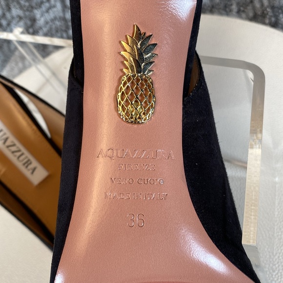 Aquazzura Bow Tie Pump 85mm Heels Black Size 36 - Picture 12 of 14